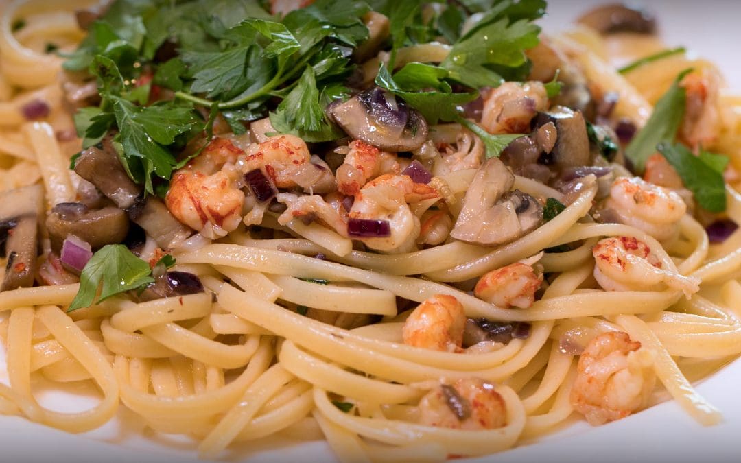 Crawfish and Mushroom Linguine