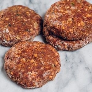 Beef and Pork Patty stuffed with boudin