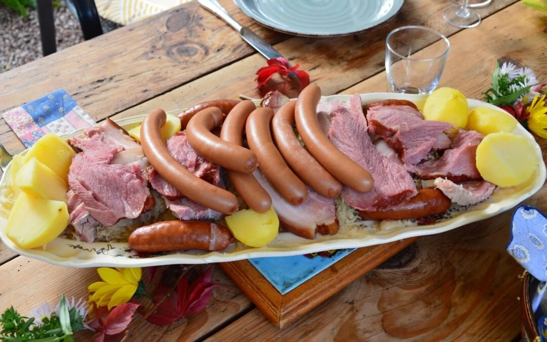 Carnivore diet Louisiana spread of smoked sausage, cracklins and tasso